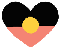 The Australian aboriginal flag inside a love heart