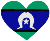 The Torres Strait Islander flag inside a love heart